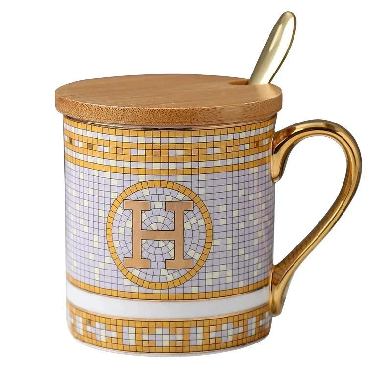 Florence Exquisite European-Style Bone China Mug with Lid and Spoon Julia M LifeStyles