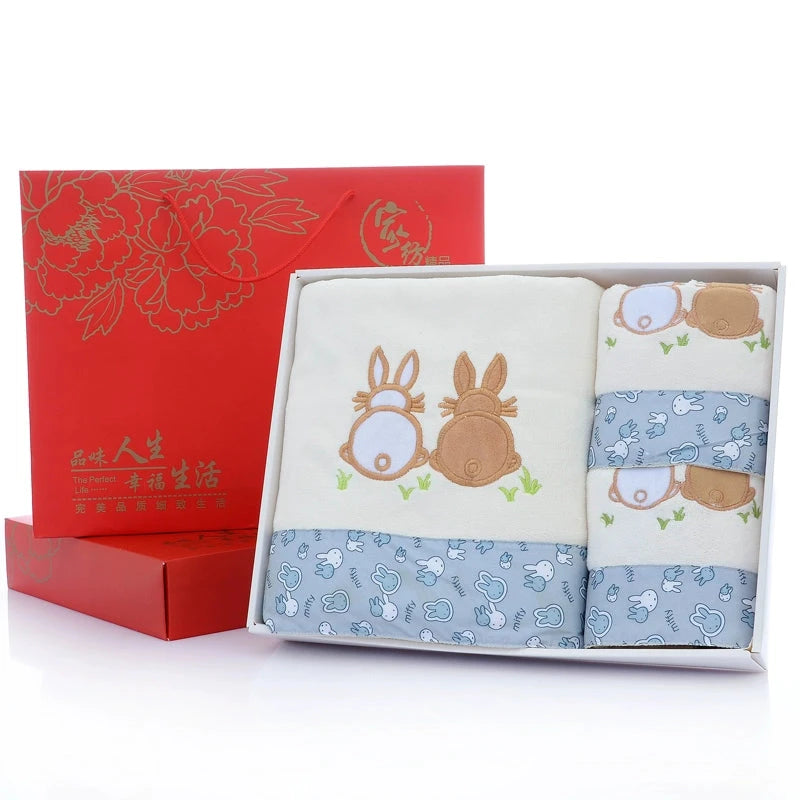 Microfiber Bath Towel Three-Piece Towel Gift Box Wedding Favors Business Gift Absorbent Embroidered Julia M Home & Kitchen