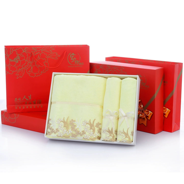 Microfiber Bath Towel Three-Piece Towel Gift Box Wedding Favors Business Gift Absorbent Embroidered Julia M Home & Kitchen
