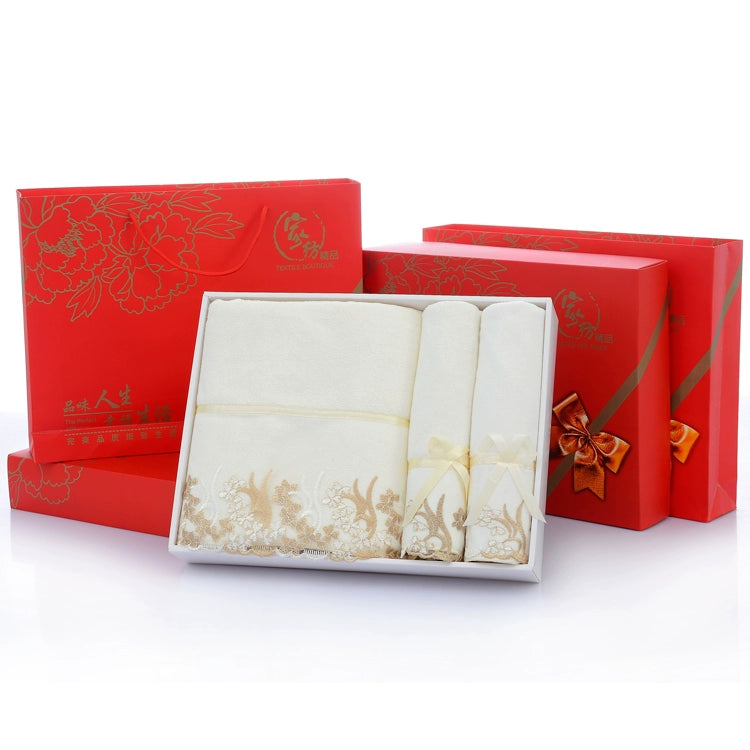 Microfiber Bath Towel Three-Piece Towel Gift Box Wedding Favors Business Gift Absorbent Embroidered Julia M Home & Kitchen