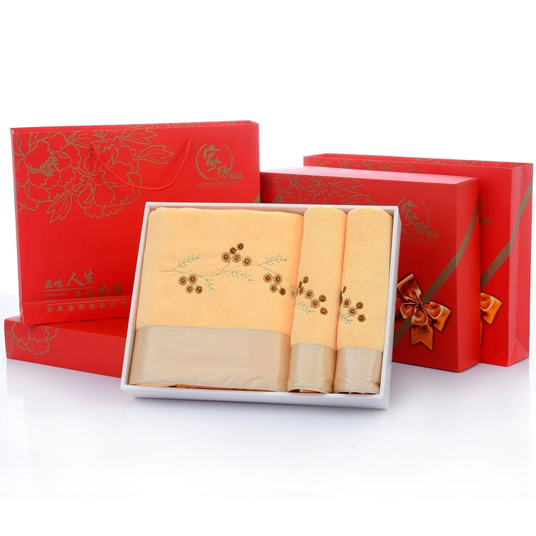 Microfiber Bath Towel Three-Piece Towel Gift Box Wedding Favors Business Gift Absorbent Embroidered Julia M Home & Kitchen