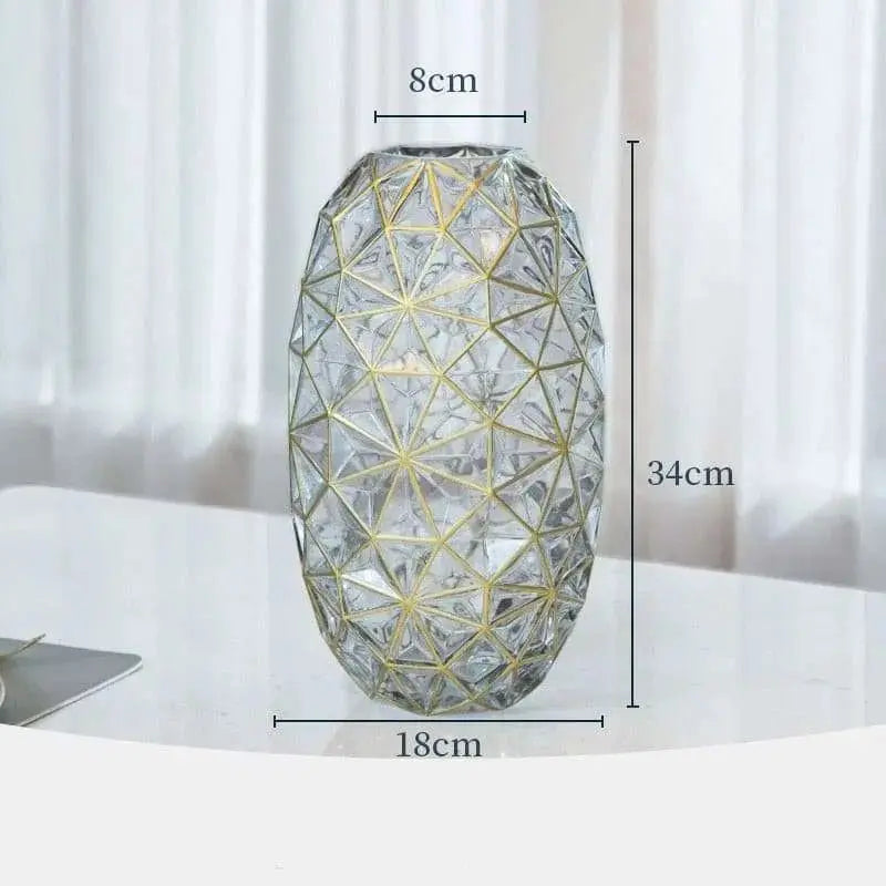 Transparent Glass Vase Gold Craft Trace - Julia M LifeStyles