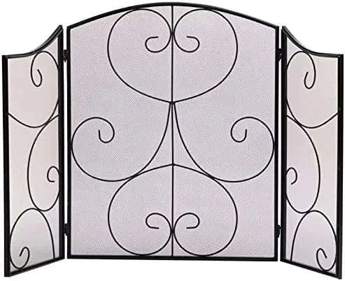 Vintage-Black Heavy Duty Fireplace Screen - Julia M LifeStyles
