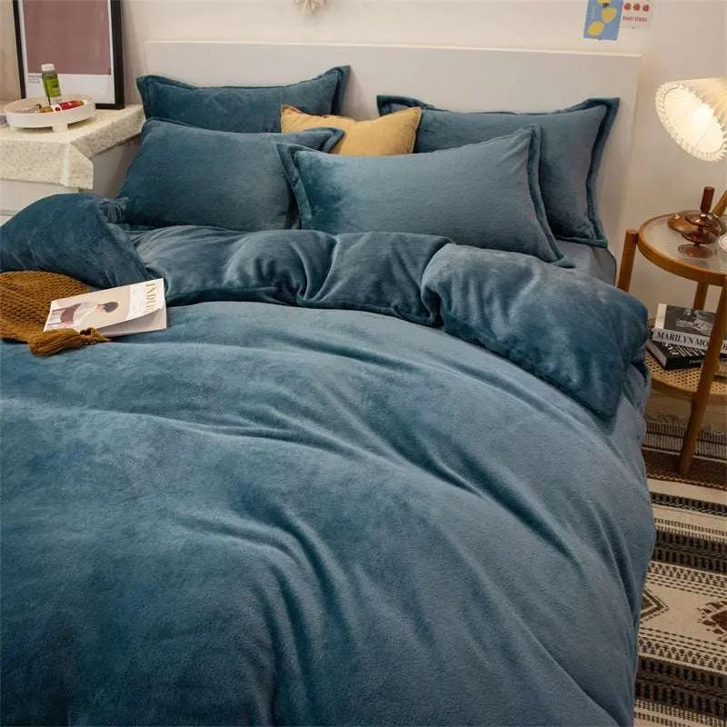 Warm Yellow Plush Double-sided Fleece Quilt Cover - Julia M LifeStyles