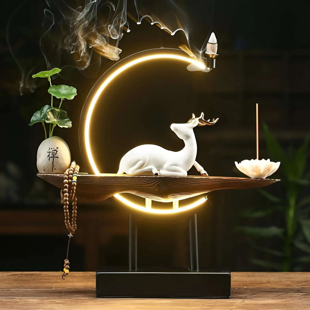 White Porcelain Deer USB Plug-In Light Ring - Julia M LifeStyles