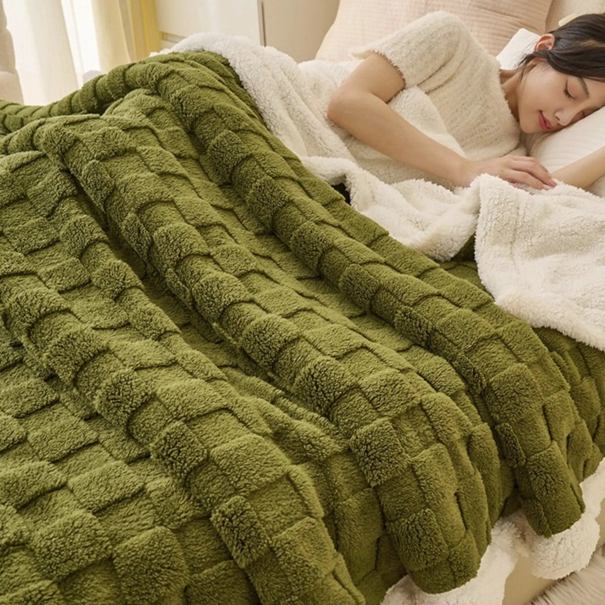 Winter Coral Fleece Minimalist Bed Blanket - Julia M LifeStyles
