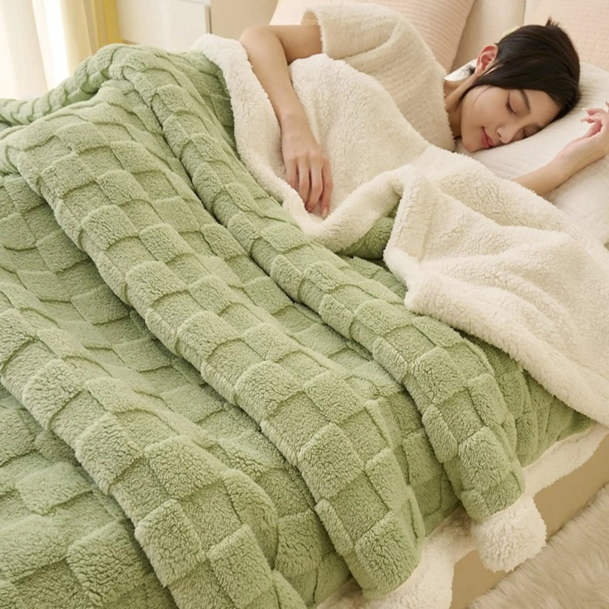 Winter Coral Fleece Minimalist Bed Blanket - Julia M LifeStyles