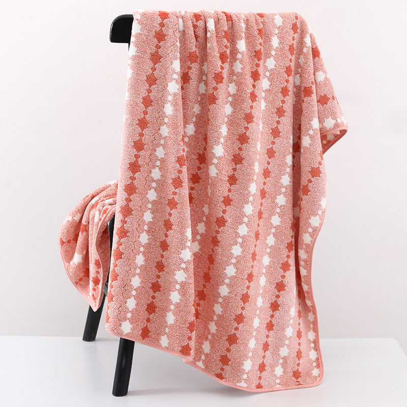 Wide Stripe Dark Stripe Coral Velvet Printing Towels Suit