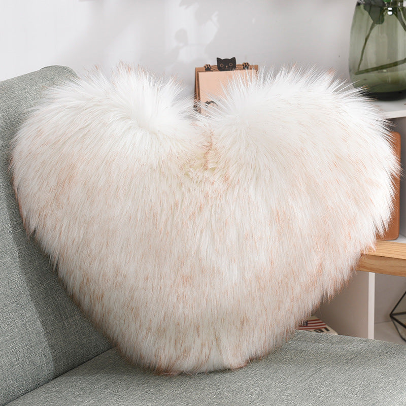 Heart-Shaped Long Plush Fluffy Cushion Cover - Julia M LifeStyles