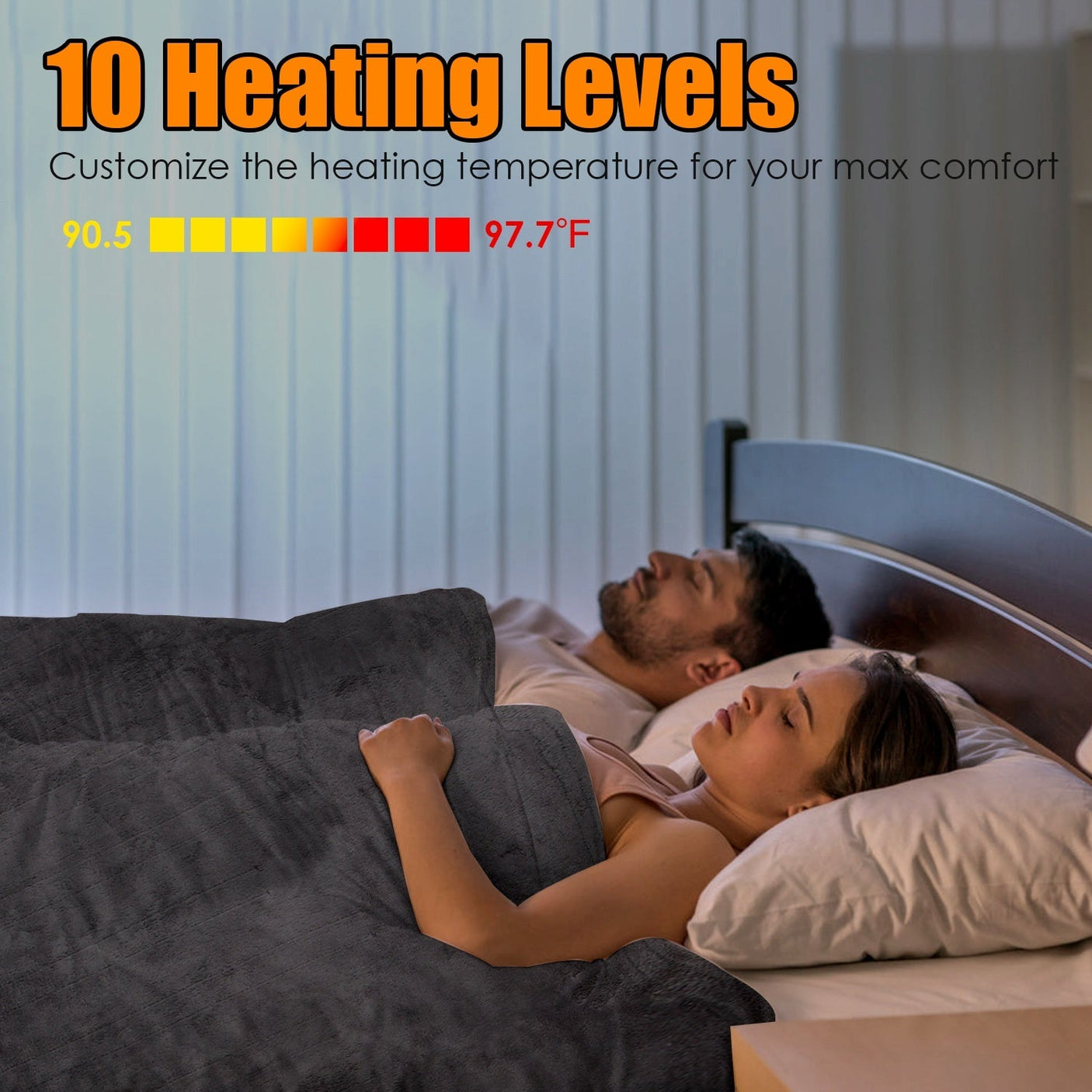 1Pc Electric Heated King Size Fleece Heated Blanket With Dual Controller 10 Heating Levels 10 Hours Auto Off Machine Washable For Home Office Usage 90x100in julia m home & kitchen