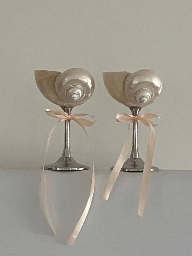 Vintage Shell & Metal Champagne Glasses Set - Julia M LifeStyles