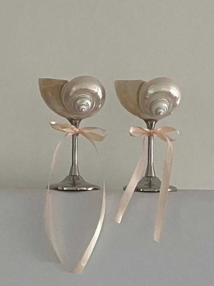 Vintage Shell & Metal Champagne Glasses Set - Julia M LifeStyles