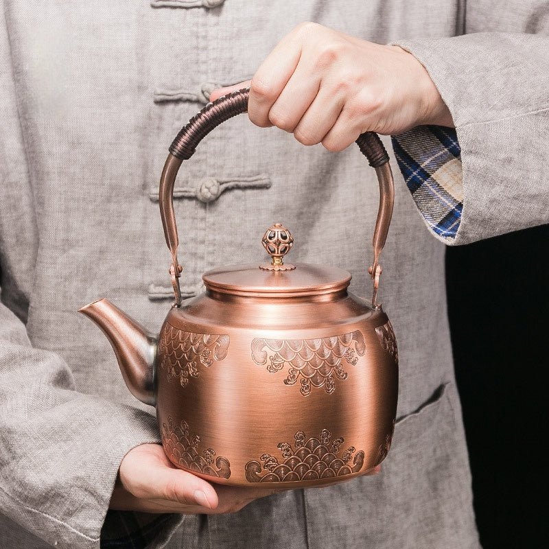 Copper Boiling Water Manual Mechanism Antique Tea Brewing Pot Julia M Home & Kitchen