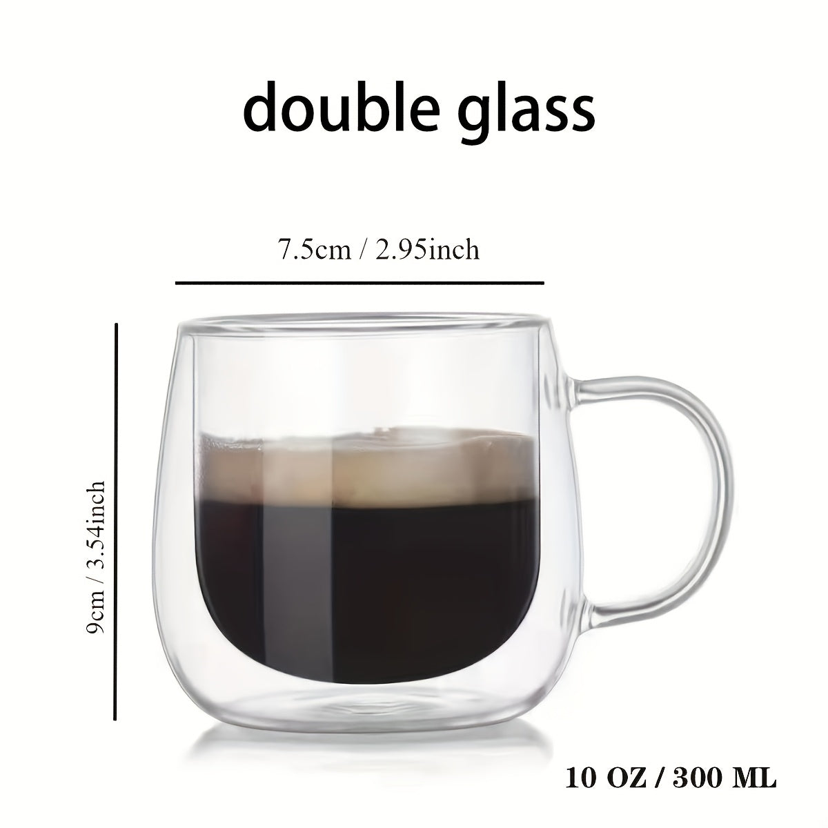 4pcs 10.14oz High Borosilicate Glass Coffee Mugs - Double-Walled, Insulated Cups with Handles for Latte, Cappuccino, Tea - Dishwasher Safe, Reusable & Recyclable Clear Glassware, Coffee Cups - Julia M LifeStyles