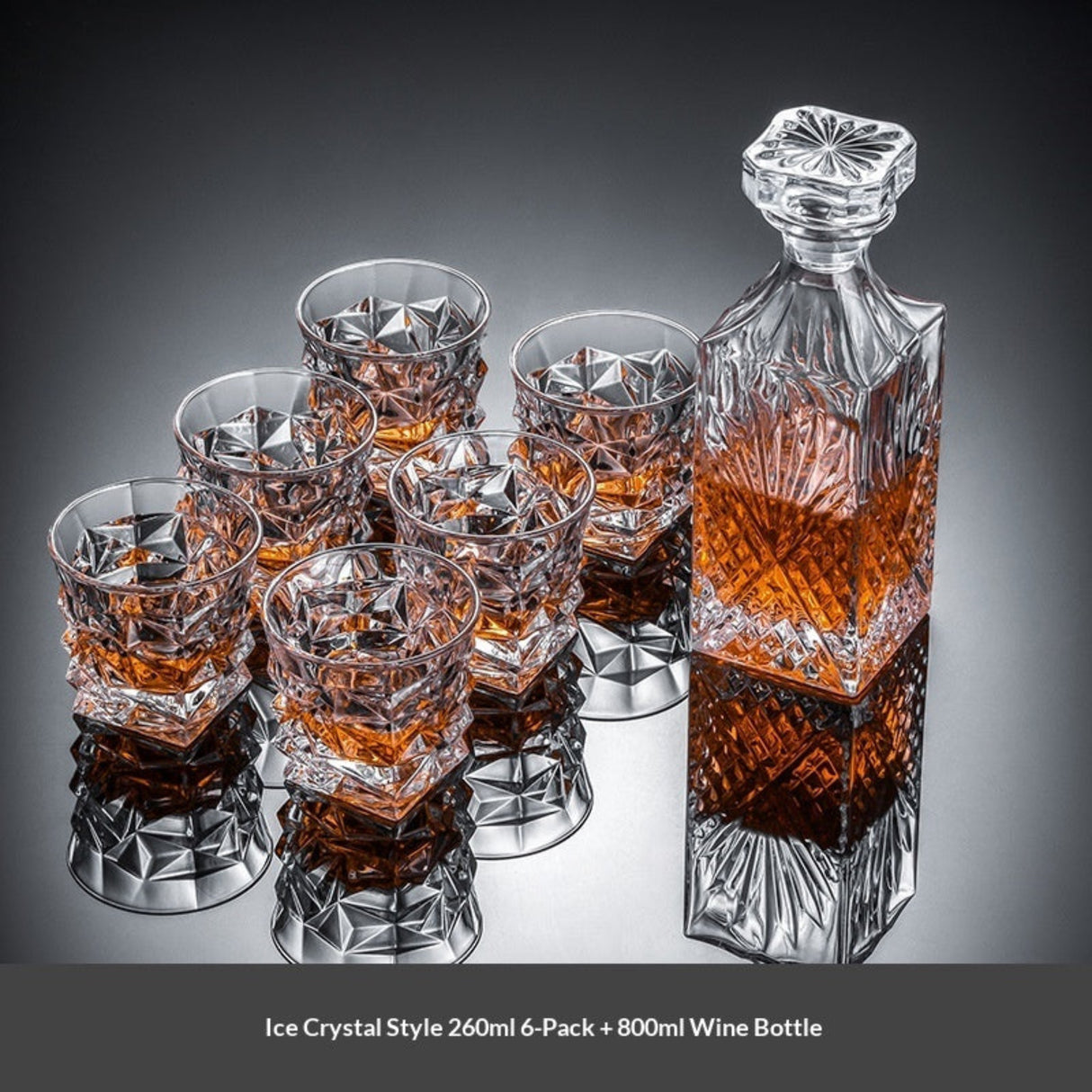 Whiskey Glass & Decanter Set | 7-Piece Barware Set
