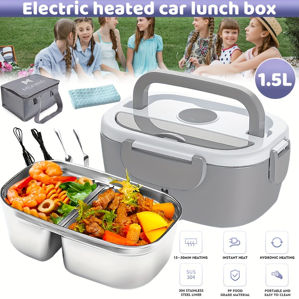 Electric Lunch Box Heater - Fast Heating Portable Food Container with Fork, Spoon, and Delivery Bag Julia M LifeStyles