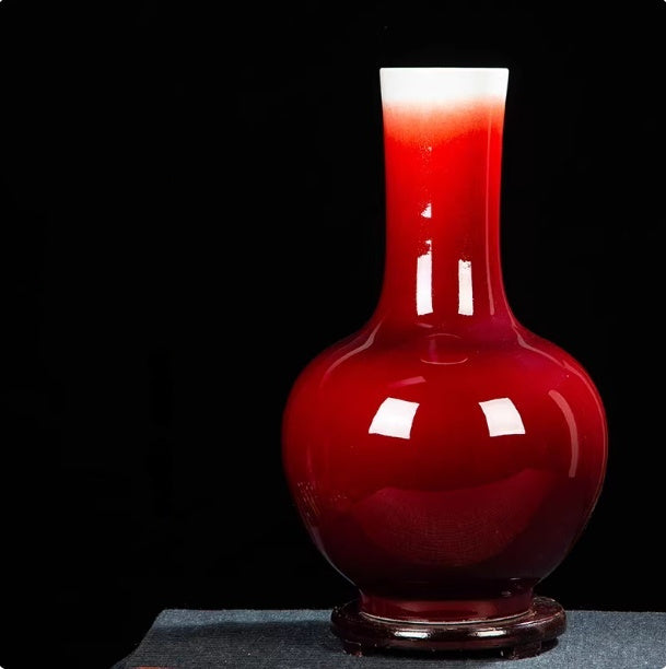 Langhong Large Glazed Ceramic Floor Vase with Antique Finish