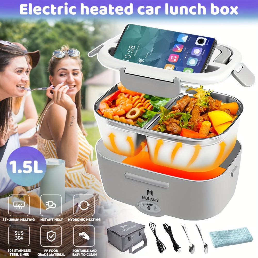 Electric Lunch Box Heater - Fast Heating Portable Food Container with Fork, Spoon, and Delivery Bag Julia M LifeStyles