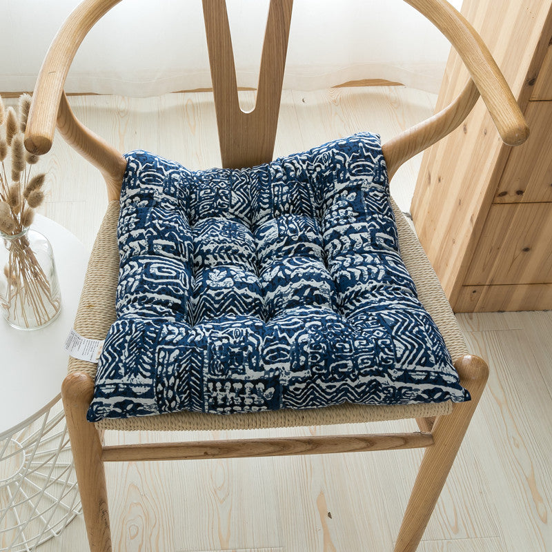 Dark Retro Southeast Asian Cotton Linen Luxurious Chair Cushion