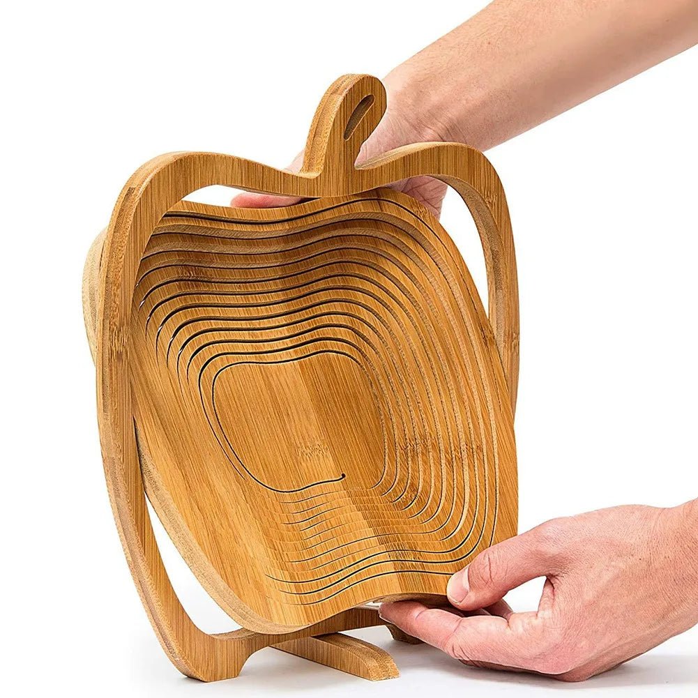 Bamboo Wood Apple Shaped Folding Fruit Basket 🍏 - Julia M LifeStyles