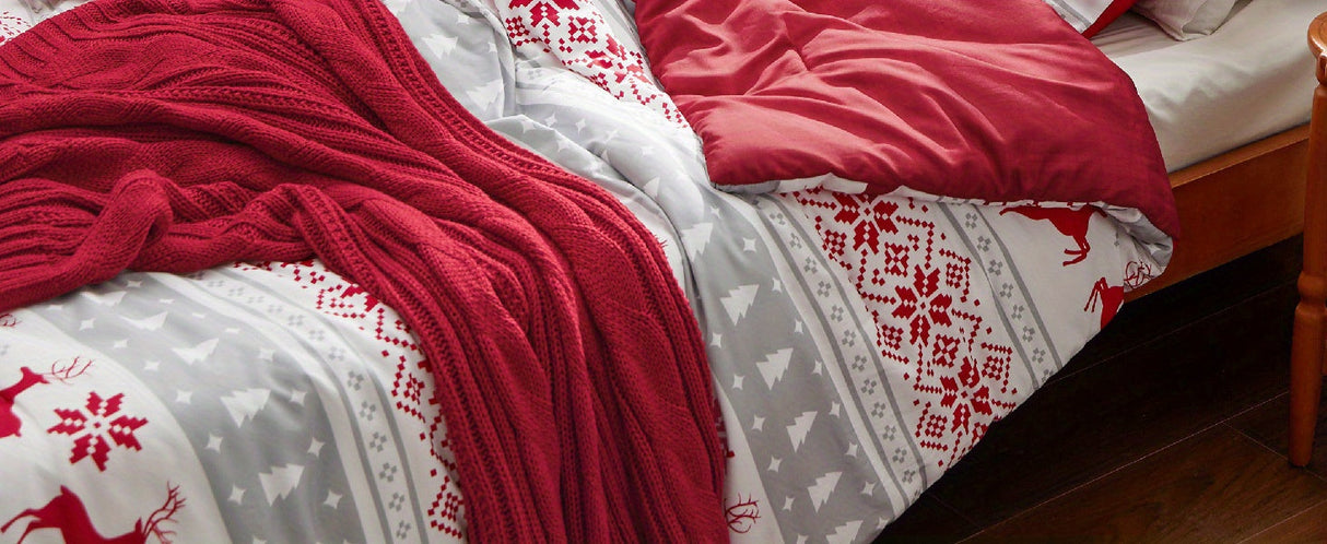 Bedsure 5-Piece Festive Fluffy Christmas red Comforter Set Julia M LifeStyles