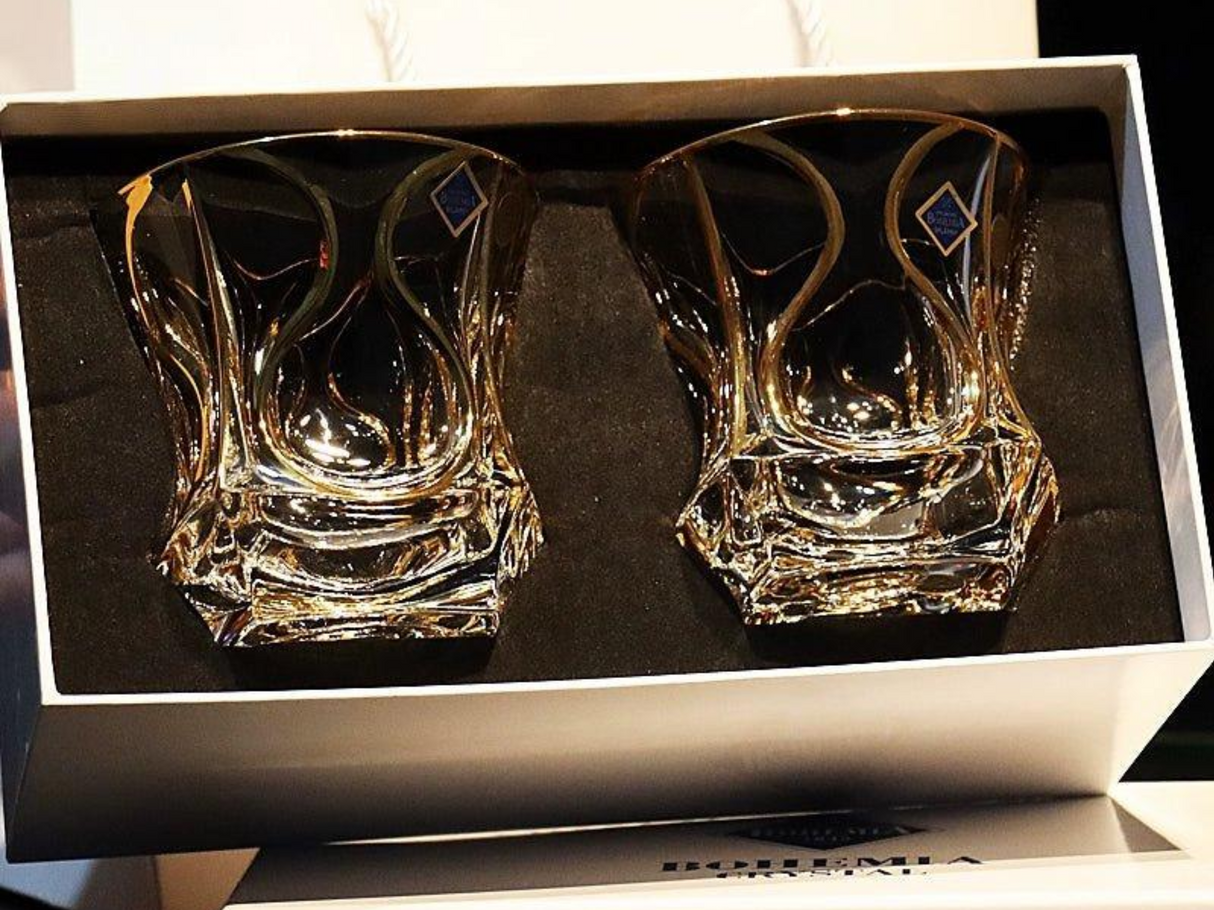 Bohemia Crystal Gold Whiskey & Wine Glass Set Julia M LifeStyles