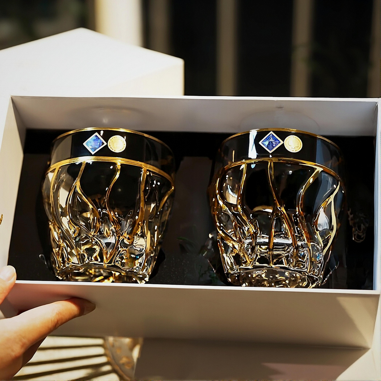 Bohemia Crystal Gold Whiskey & Wine Glass Set Julia M LifeStyles