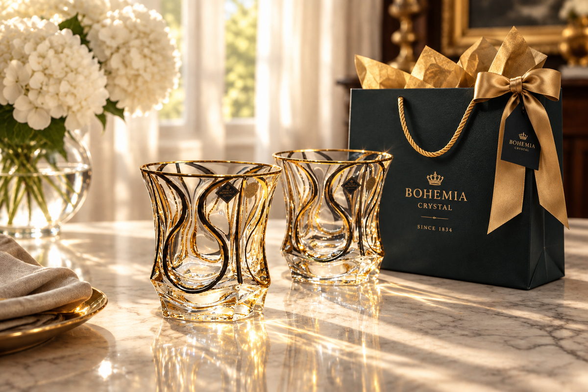 Gold-Accent Crystal Whiskey Glasses