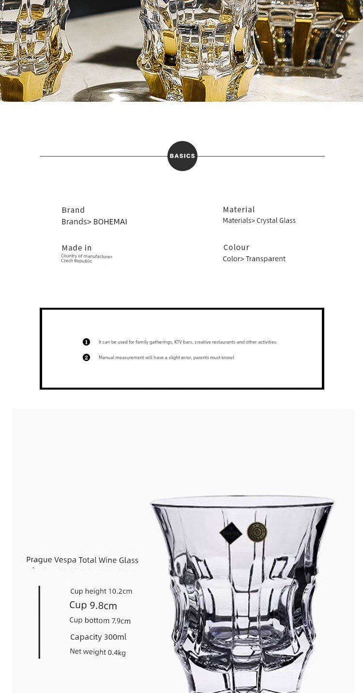 Bohemia Gold Couple Cups Gift Crystal Glass - Julia M LifeStyles