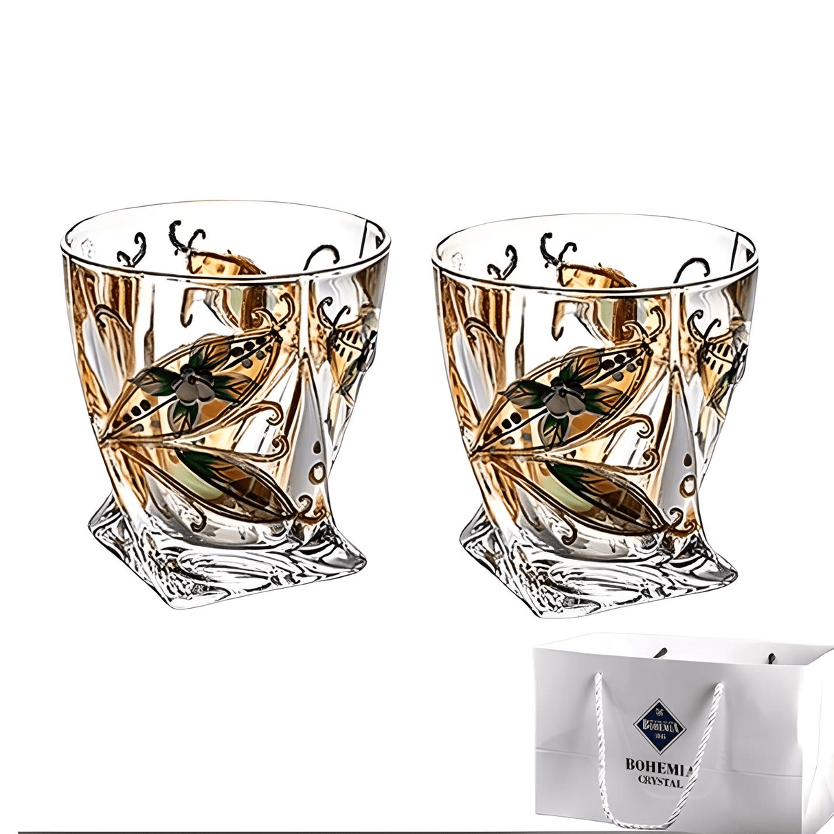 Bohemia Crystal Glass Whiskey & Wine Set - 401ML to 500ML - Julia M LifeStyles