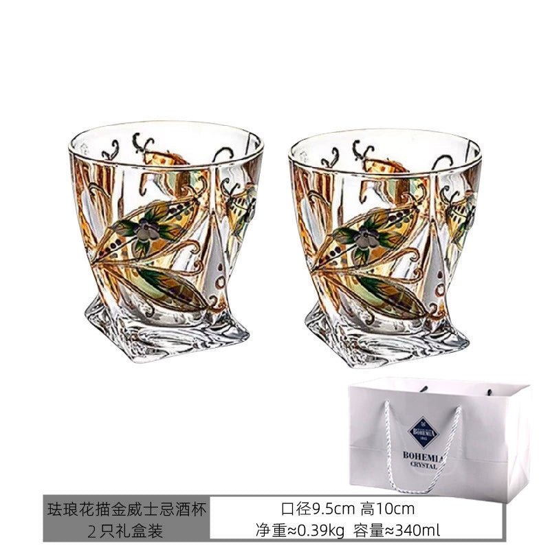 Bohemia Crystal Glass Whiskey & Wine Set - 401ML to 500ML - Julia M LifeStyles