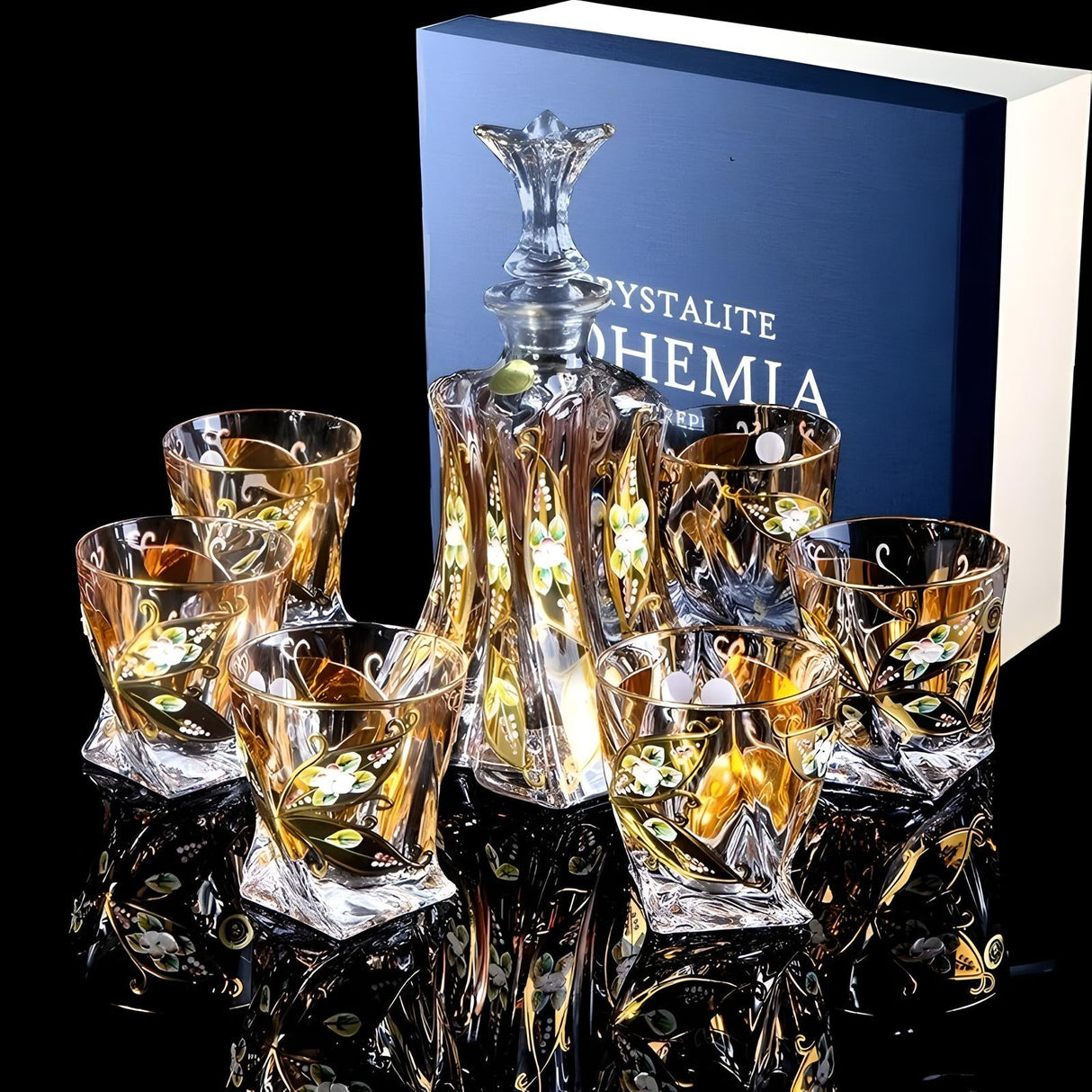 Bohemia Crystal Glass Whiskey & Wine Set - 401ML to 500ML - Julia M LifeStyles