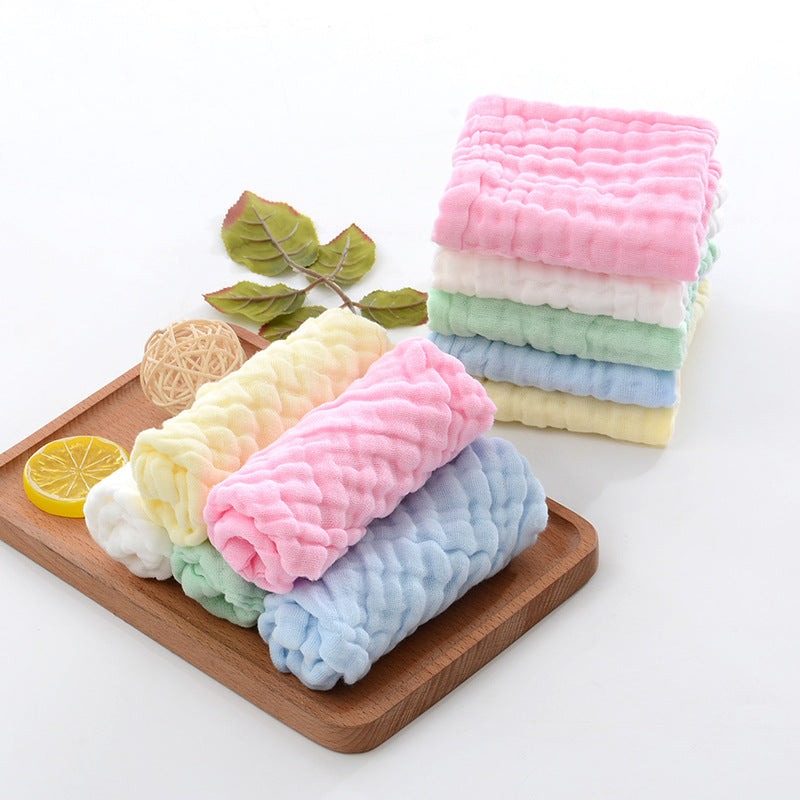 Six-layer gauze seersucker infant towel in pastel colors with soft cotton texture