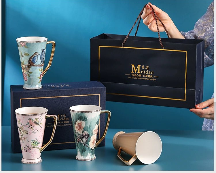 Ceramic Mug Large Capacity Tea Cup Office Bone China Cup Teacup Water Cup Gift Box - Julia M LifeStyles