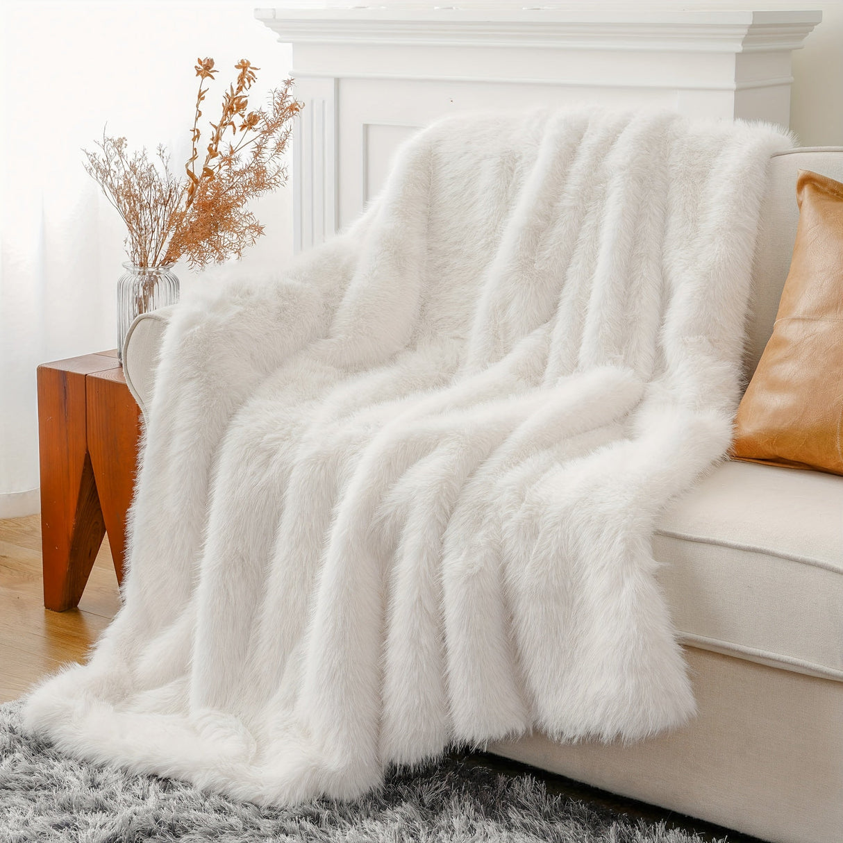 Luxury Black Faux Fur Throw Blanket for Couch, Chair, and Bed Julia M LifeStyles