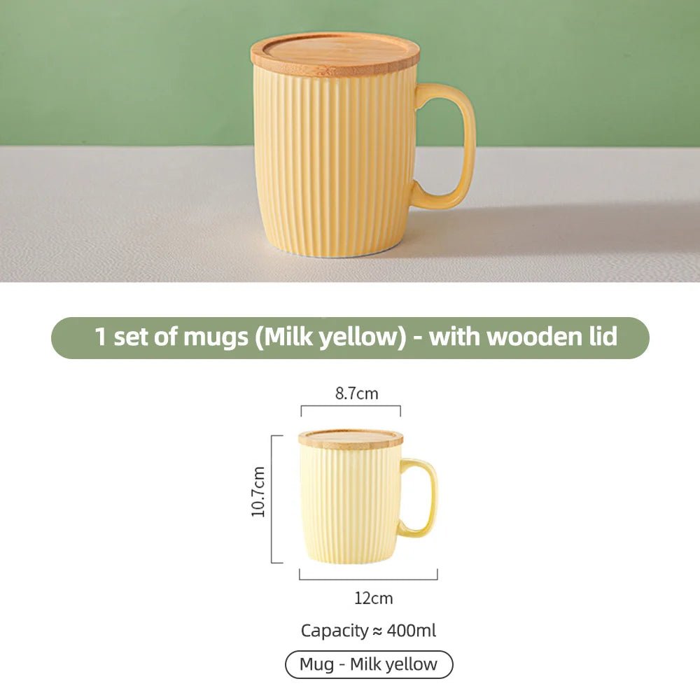 Chic Ceramic Mugs with Bamboo Lid - Julia M LifeStyles