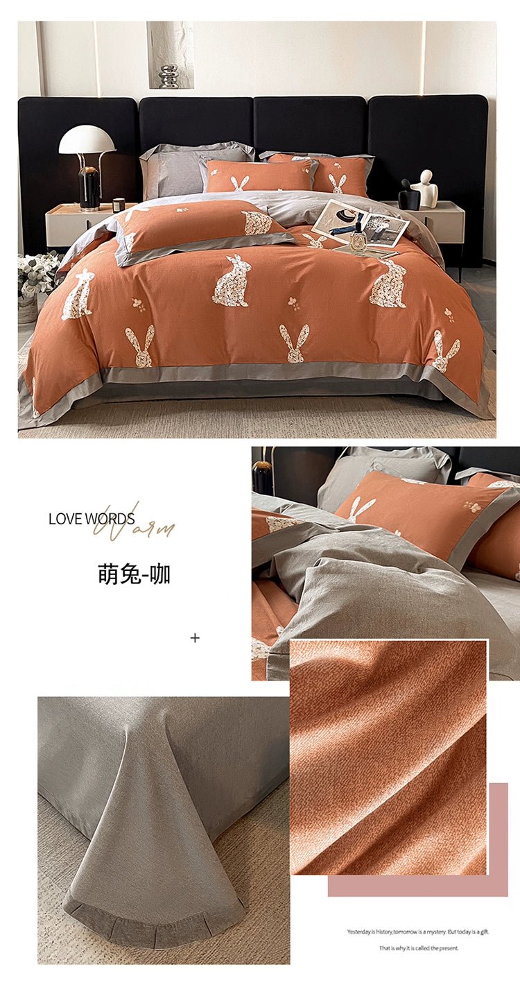 Classy Class a 200 PCs Pure Cotton Long-Staple Cotton Printed Four-Piece Bedding Set Autumn and Winter Thickening Cotton Quilt Cover Bed Sheets Bedding - Julia M LifeStyles