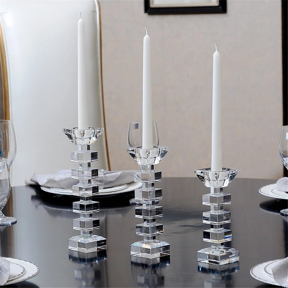 Elegant Crystal Glass Candle Holders for Romantic Weddings and Home Decor - Julia M LifeStyles