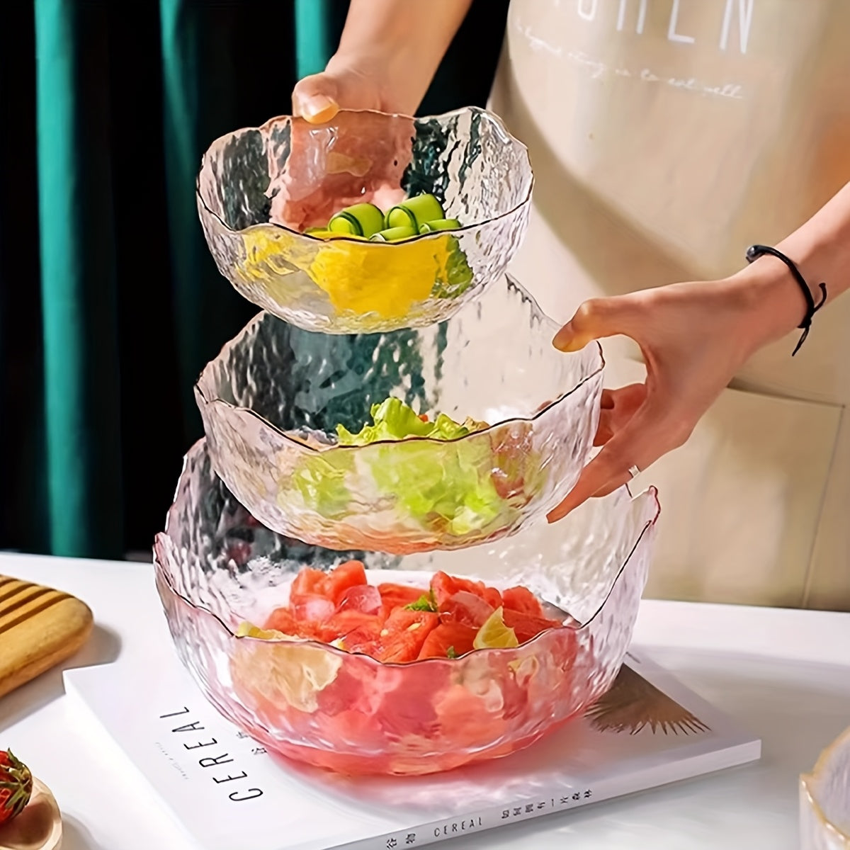 Elegant Three-Piece Glass Mixing Bowl Set Julia M LifeStyles