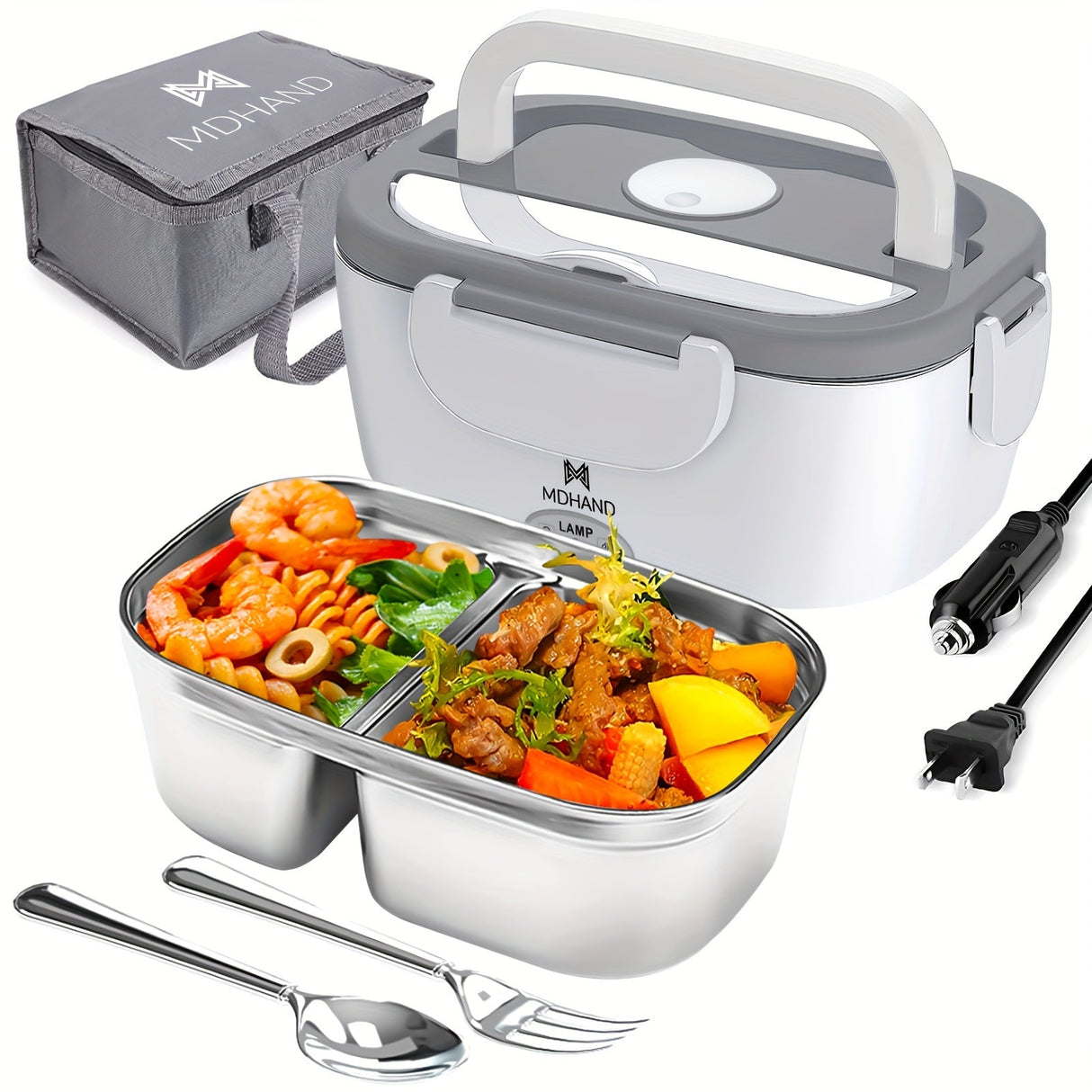 65W Electric Lunch Box Heater - Portable Food Warmer with Stainless Steel Tray Julia M Home & Kitchen