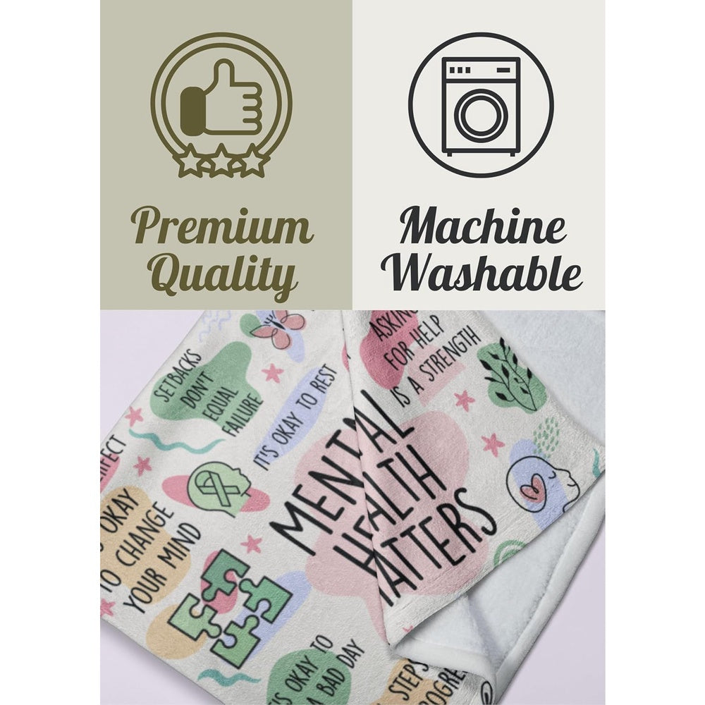 Mental Health Gifts for Men Women, Flannel Blankets Throws for Therapist, Perfect for Birthday Christmas Thanksgiving, 280g with 100.00% Polyester Flannel Blanket - Julia M LifeStyles