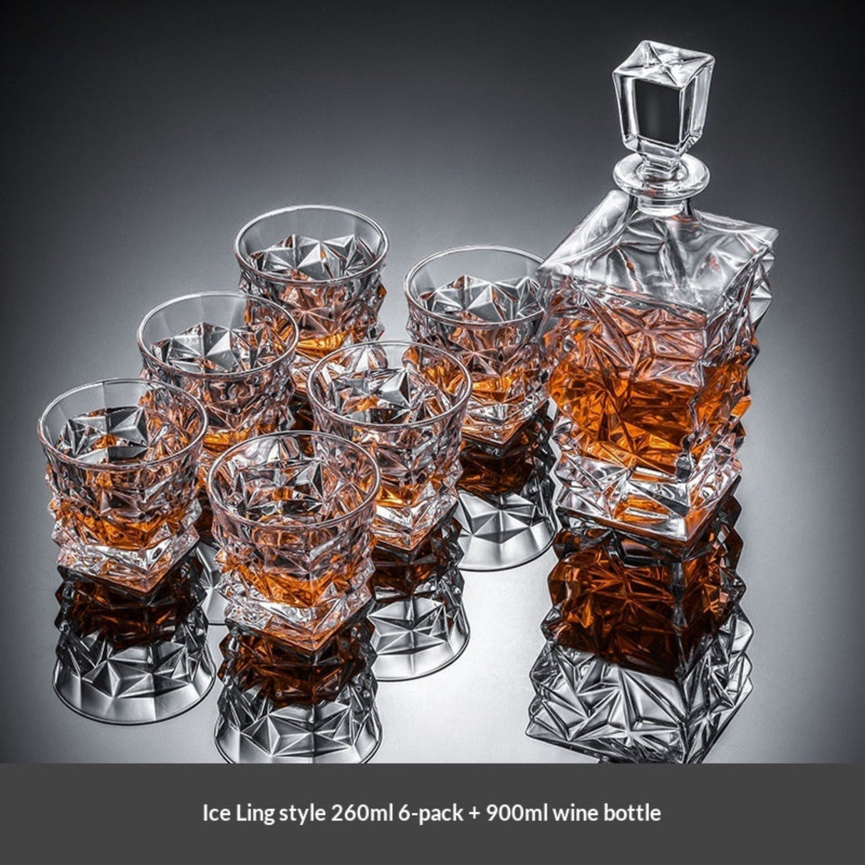 Whiskey Glass & Decanter Set | 7-Piece Barware Set