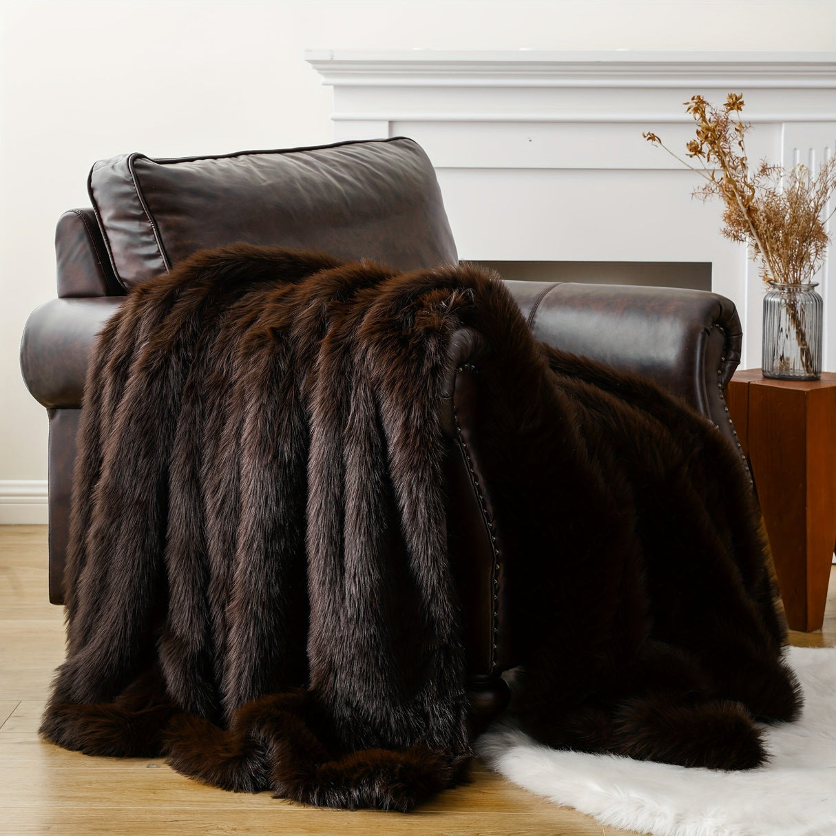 Luxury Black Faux Fur Throw Blanket for Couch, Chair, and Bed Julia M LifeStyles