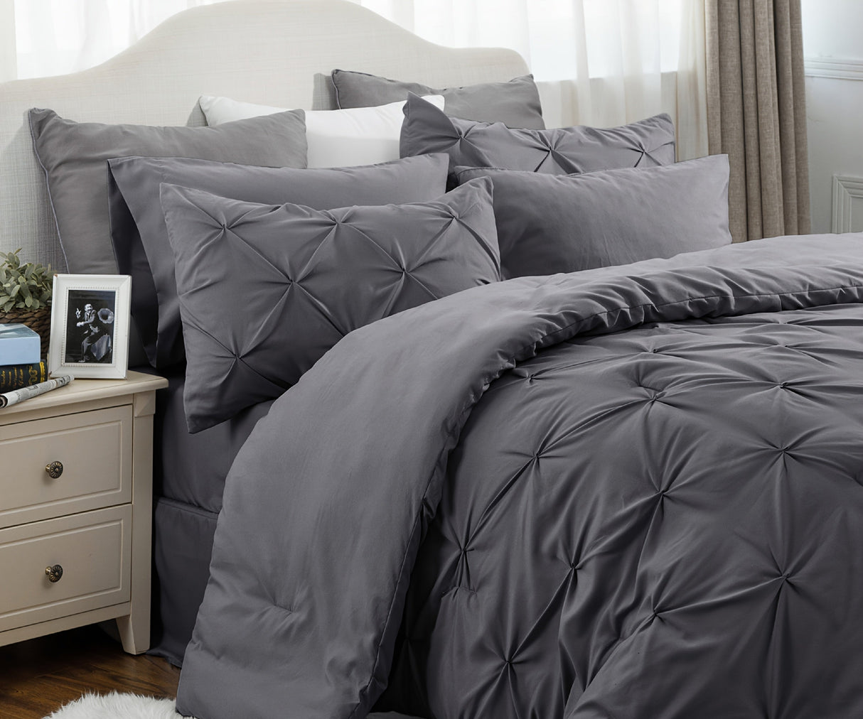 Cozy Pinch Pleat 5/7pcs Comforter Set by Bedsure Julia M LifeStyles
