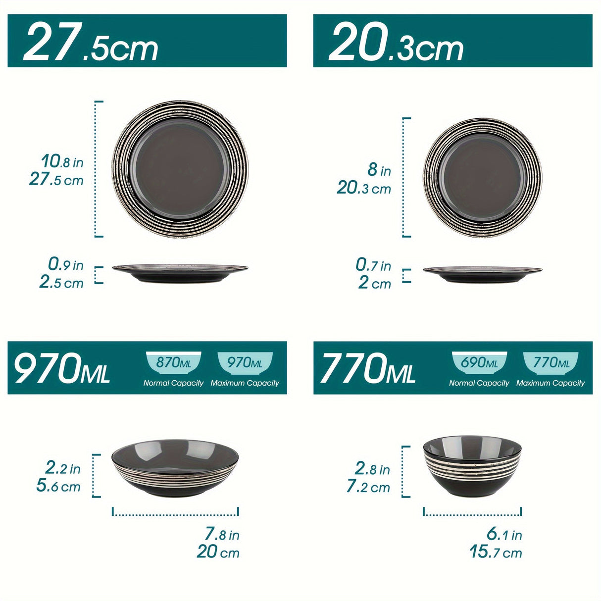 16-Piece Modern Grey Stoneware Dinnerware Set - Elegant Bark Glaze Julia M LifeStyles