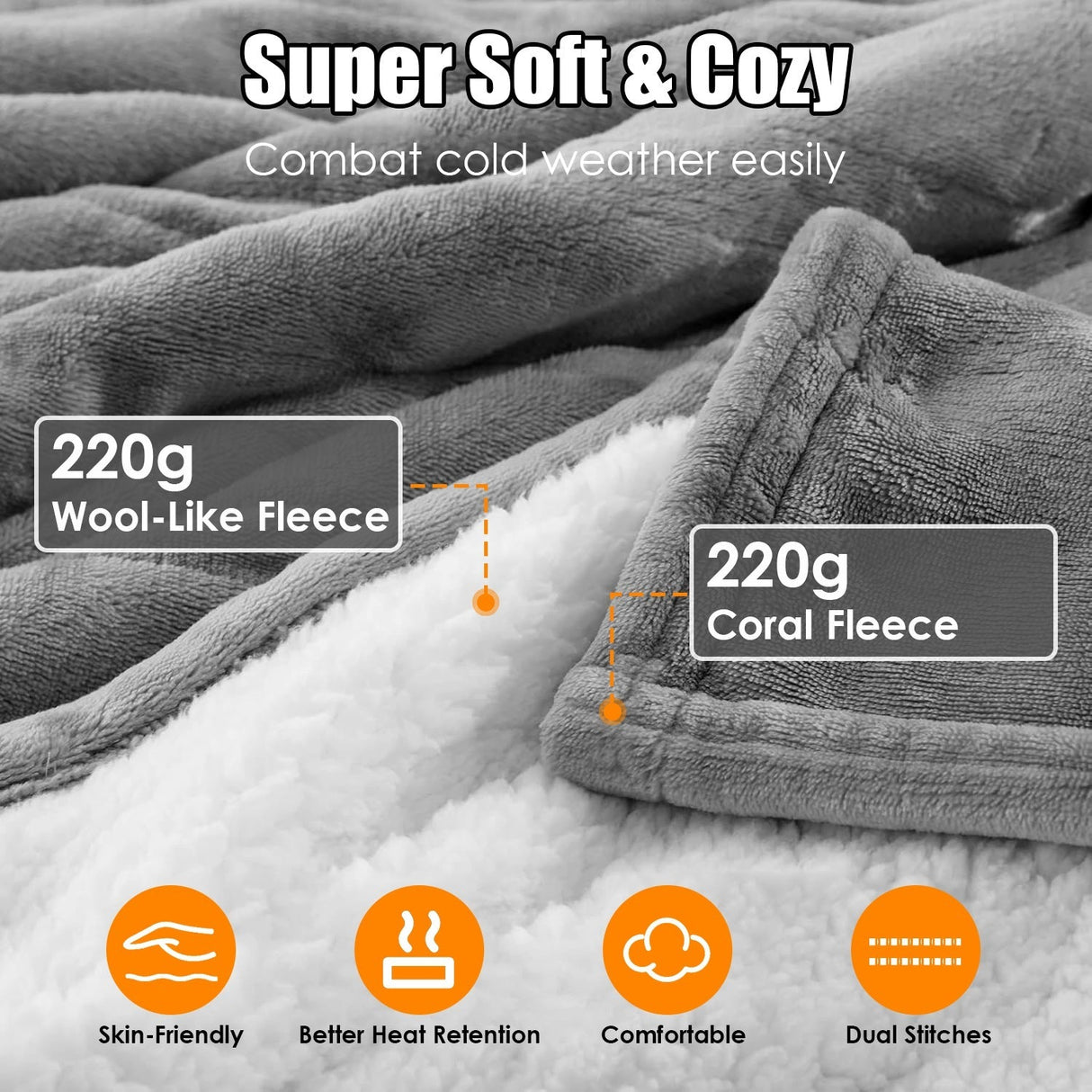 1Pc Electric Heated King Size Fleece Heated Blanket With Dual Controller 10 Heating Levels 10 Hours Auto Off Machine Washable For Home Office Usage 90x100in julia m home & kitchen