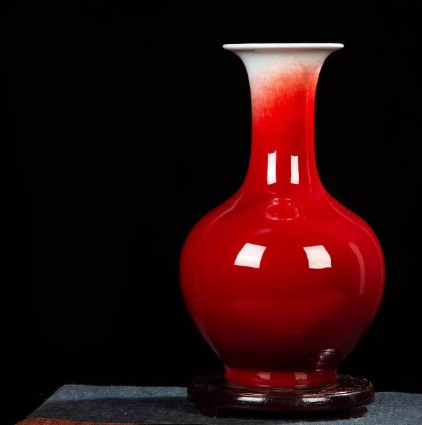 Langhong Large Glazed Ceramic Floor Vase with Antique Finish