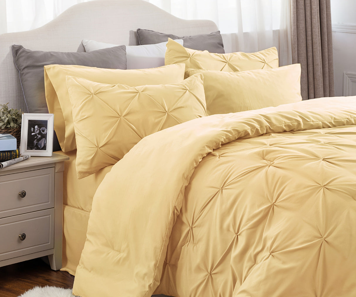 Cozy Pinch Pleat 5/7pcs Comforter Set by Bedsure Julia M LifeStyles