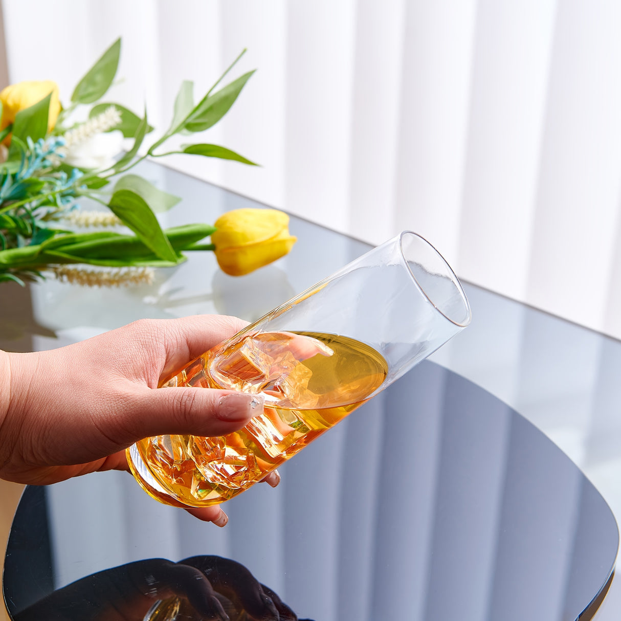 Water Glasses Set Of 6 Juice Drinking Highball Glass Glassware Kitchen Tumbler Glass Beer Base For Wine Cocktails Beverage - Julia M LifeStyles