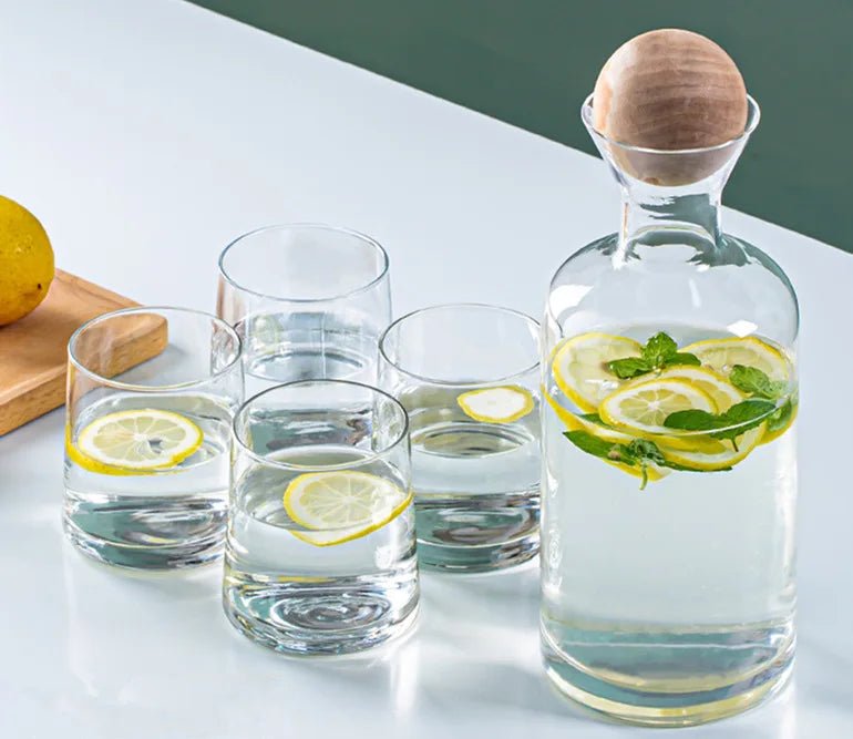 Eco-Friendly Glass Drinkware Set with Stylish Bottle & 4 Cups - Julia M LifeStyles